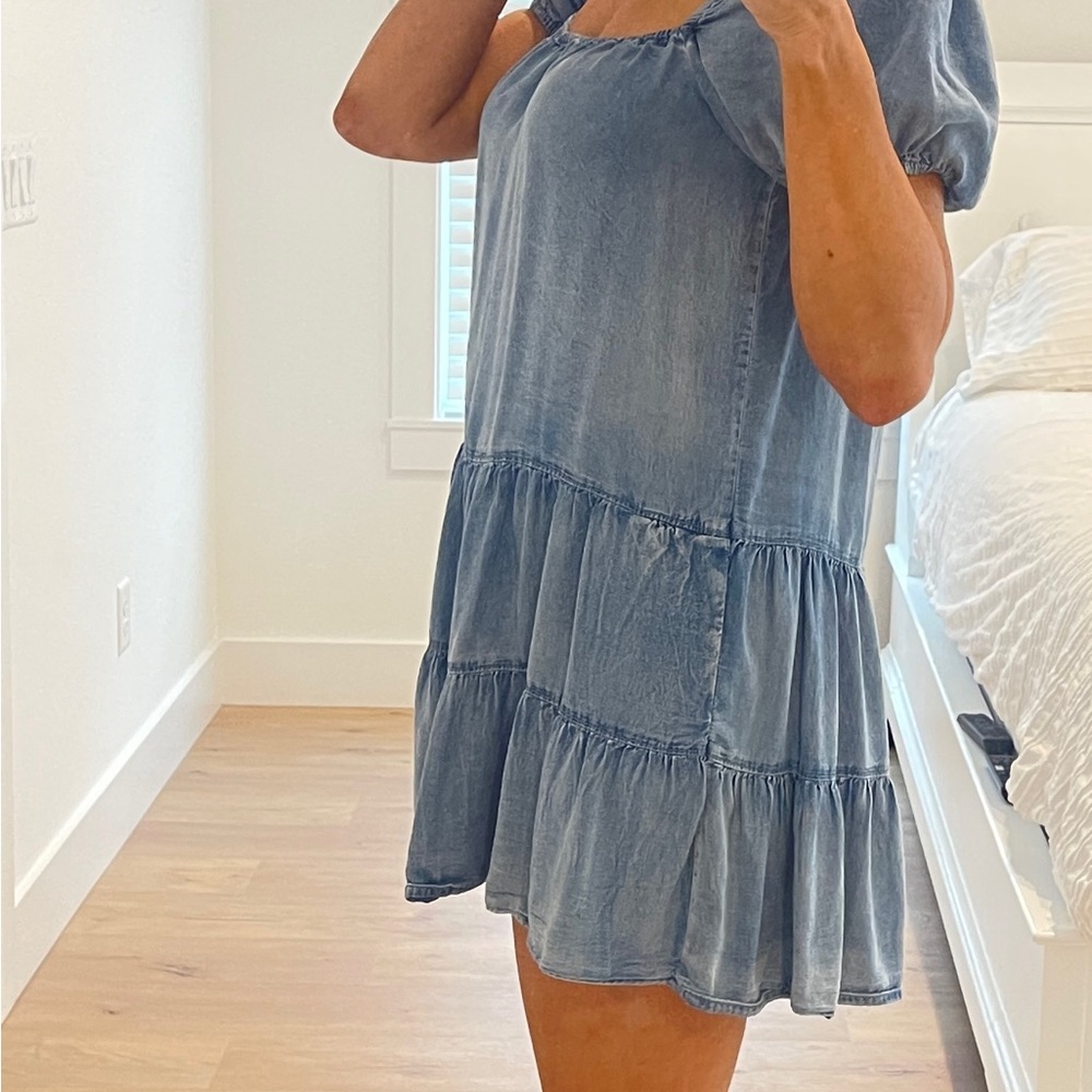 NEW, Mustard Seed, Chambray/Denim Short Sleeved Dress, Size Small - Picture 6 of 16